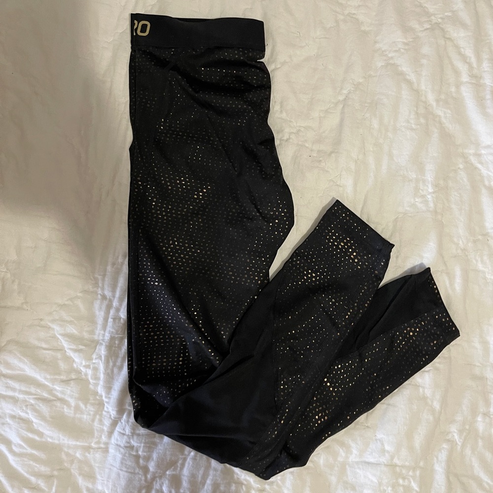 Nike Pro Black and Gold Leggings Size Medium